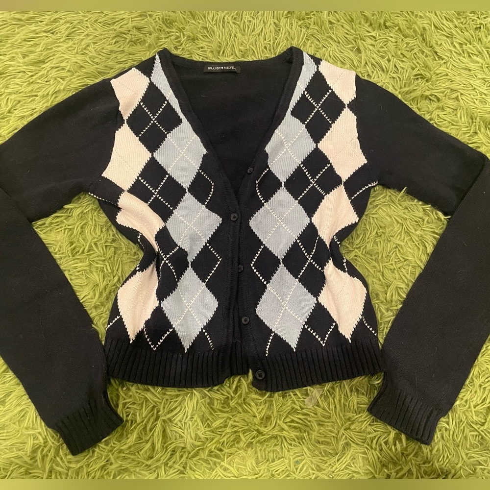 Brandy Melville Argyle Cardigan Sweater - Picture 4 of 4